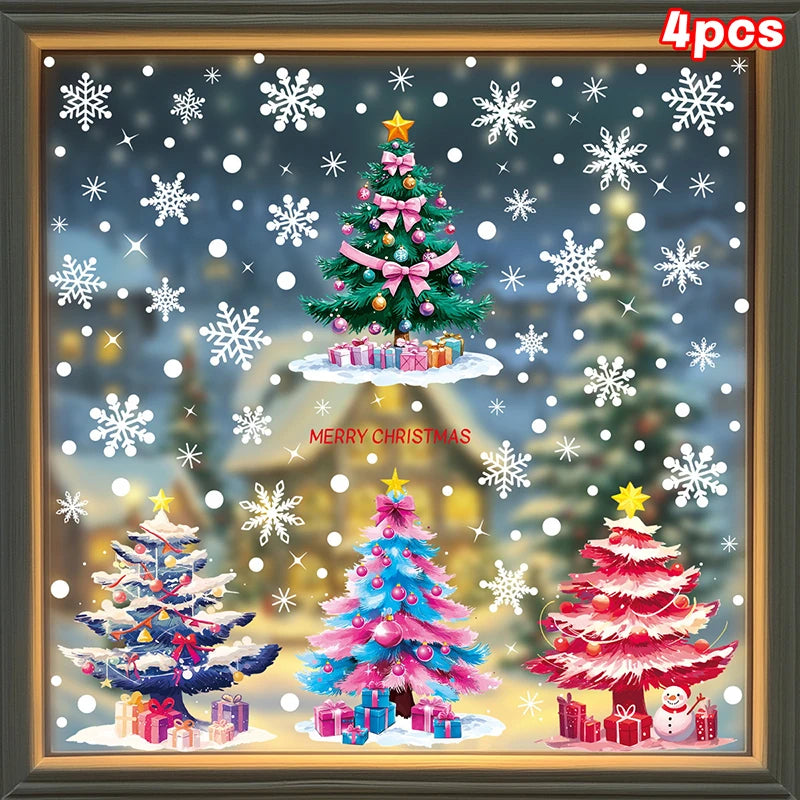Christmas Window Clings – Tree, Snowman & Snowflake Decals