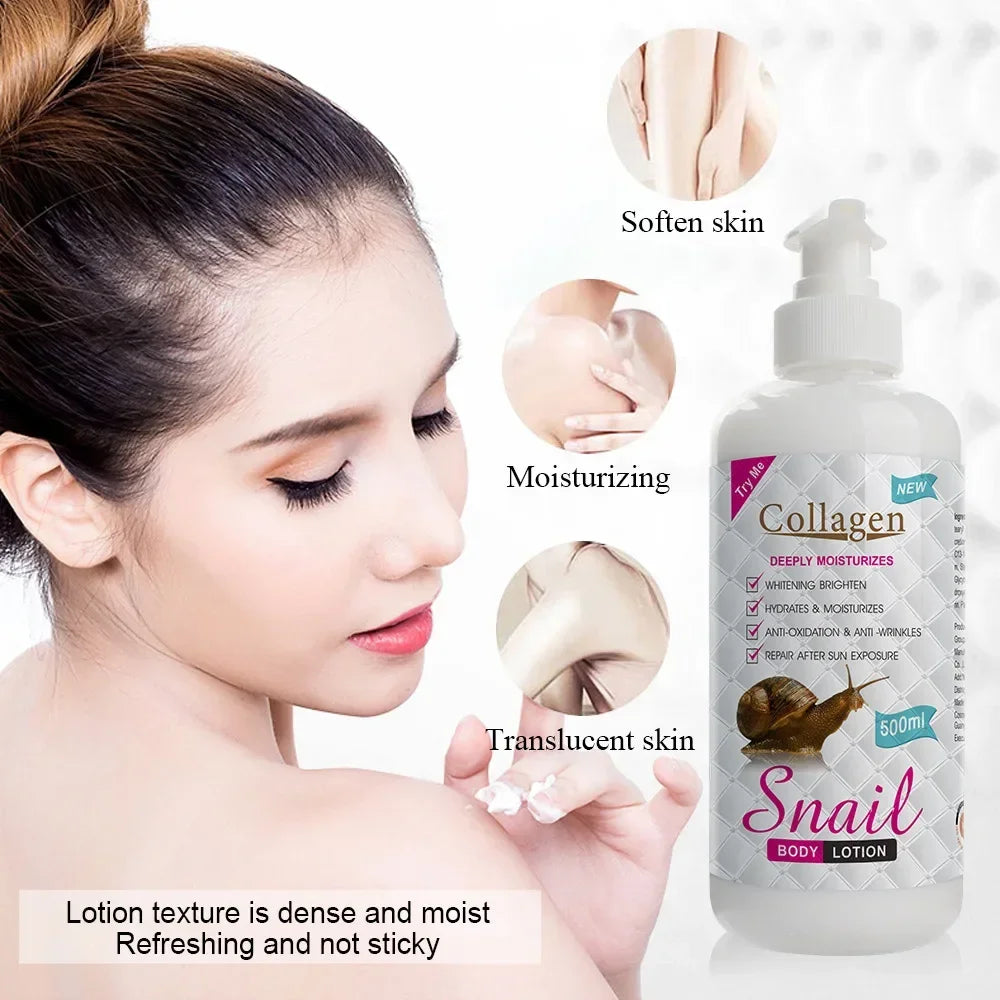 500ml Collagen Snail Body Lotion – Brightening & Hydrating