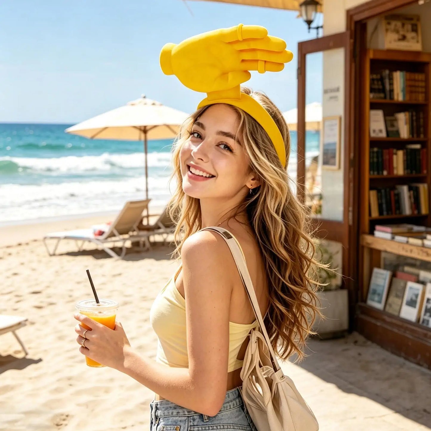 Funny Hand Shape Sun Visor Hat Outdoor Handheld Sunshade Headband Foldable Sun Caps For Fishing Beach Hiking UPF Protection Peaceful Pleasures Health and Wellness
