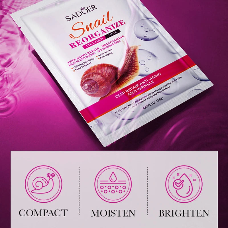 SADOER Snail Collagen Face Mask Firming & Hydrating – 5 Pack