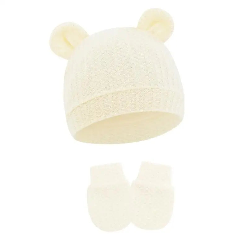 Newborn Baby Hat & Mittens Set | Soft Cotton, 0–6 Months