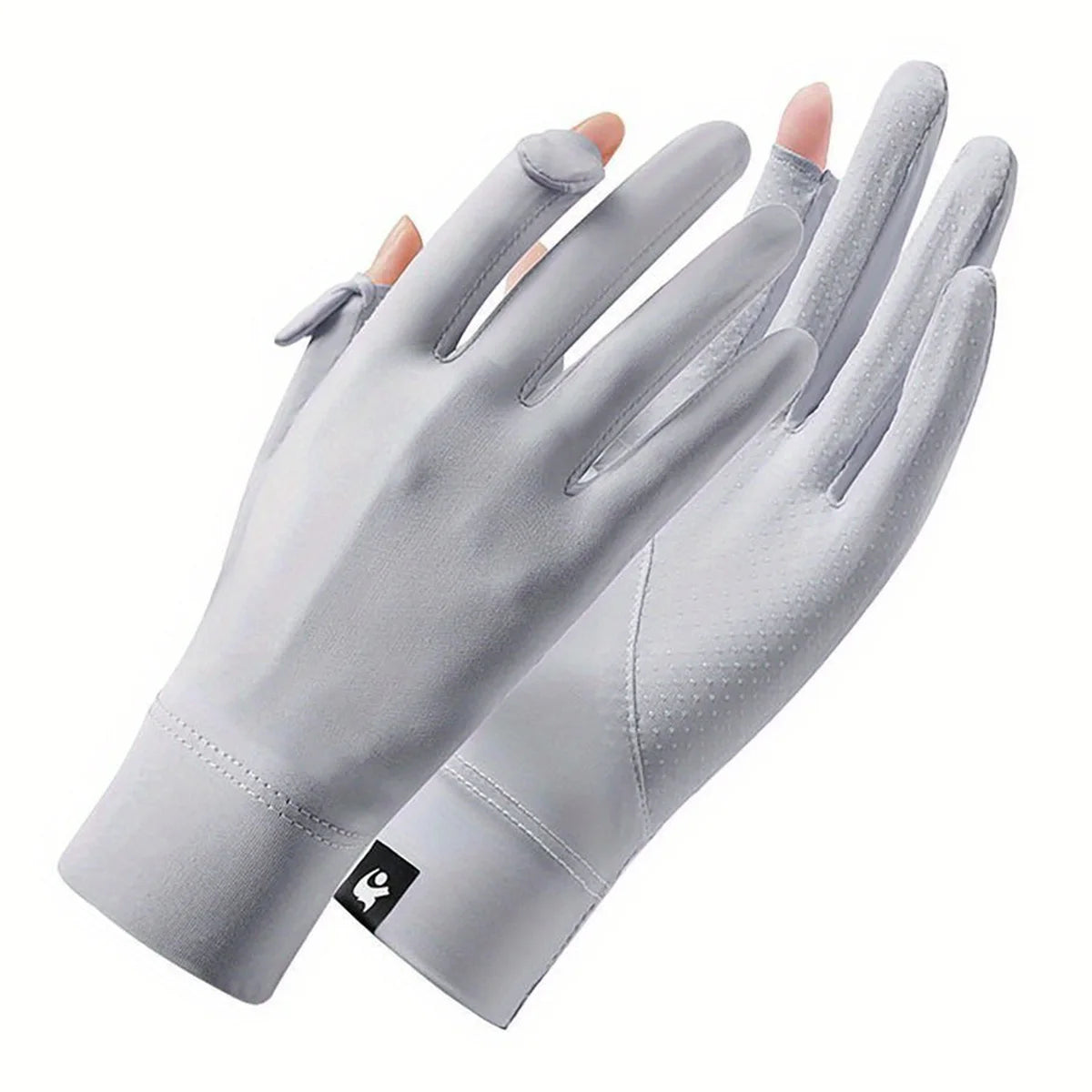 One Pair Summer New Ice Silk Sunscreen Gloves Flip Cover Casual Driving Ice Feel Cycling Anti slip Finger Peaceful Pleasures Health and Wellness Gray