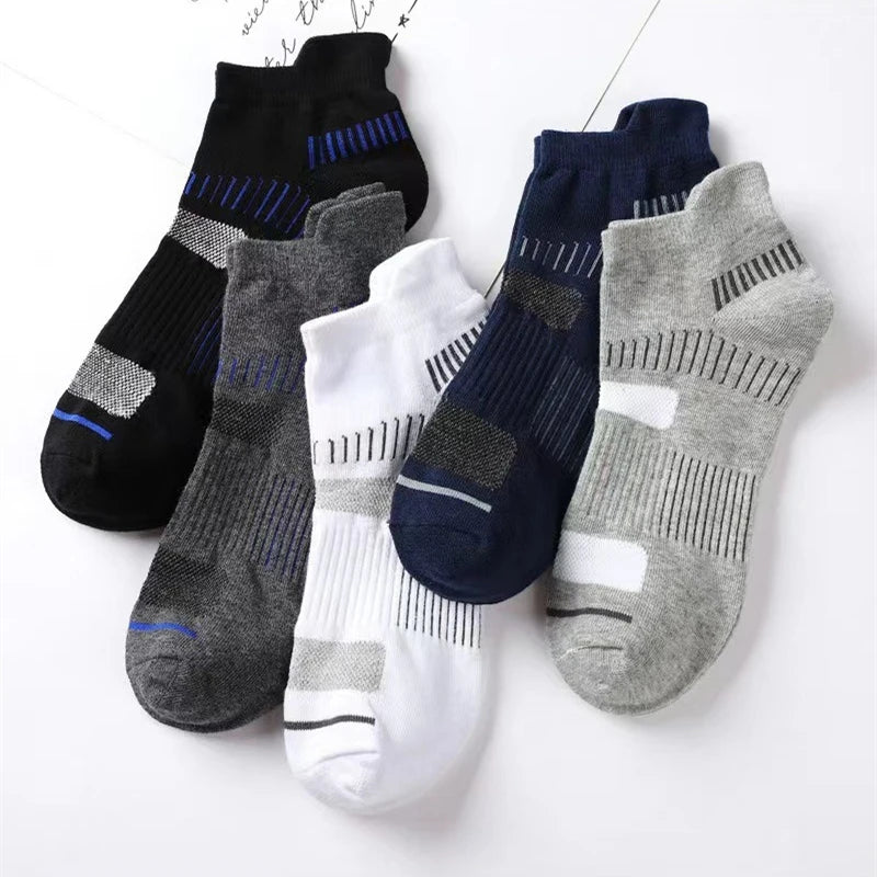 5 Pairs of Men's Sports Socks, Fashionable And Casual Cotton Spring/Summer Style Sweat Absorbing And Breathable Short Socks Peaceful Pleasures Health and Wellness
