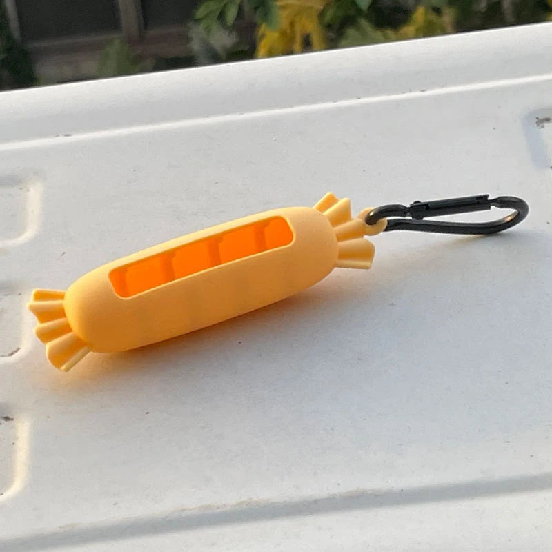 Bow Candy Peanut Shape Silicone Lipstick Cover Keychains Portable Solid Color Lipstick Storage Bag Light Weight Lip Balm Holder Peaceful Pleasures Health and Wellness C Yellow
