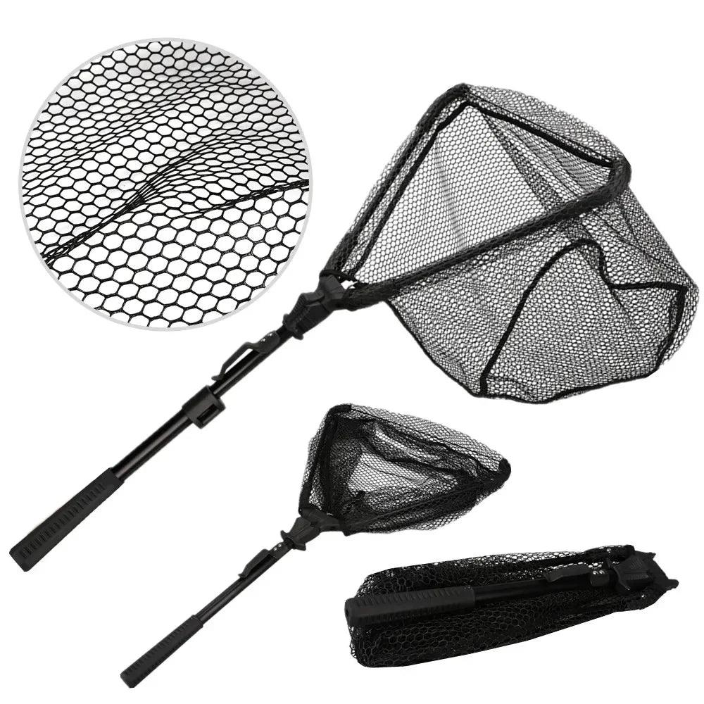 Retractable Fishing Landing Net with Telescoping Pole Foldable Handle for Kids Men Freshwater Saltwater Fly Fishing Carp Net Peaceful Pleasures Health and Wellness