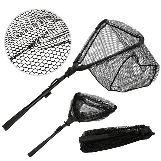 Retractable Fishing Landing Net with Telescoping Pole Foldable Handle for Kids Men Freshwater Saltwater Fly Fishing Carp Net Peaceful Pleasures Health and Wellness