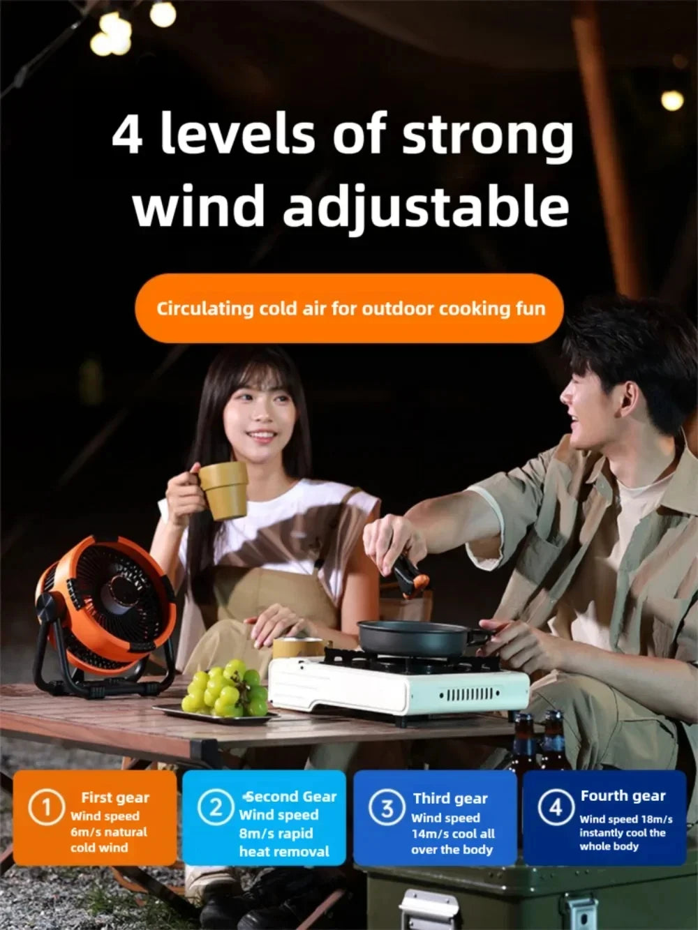 Multifunctional Outdoor Camping Fan Light Rechargeable Ceiling Fan with 3-speed Night Light and Power Bank Portable Fan Peaceful Pleasures Health and Wellness
