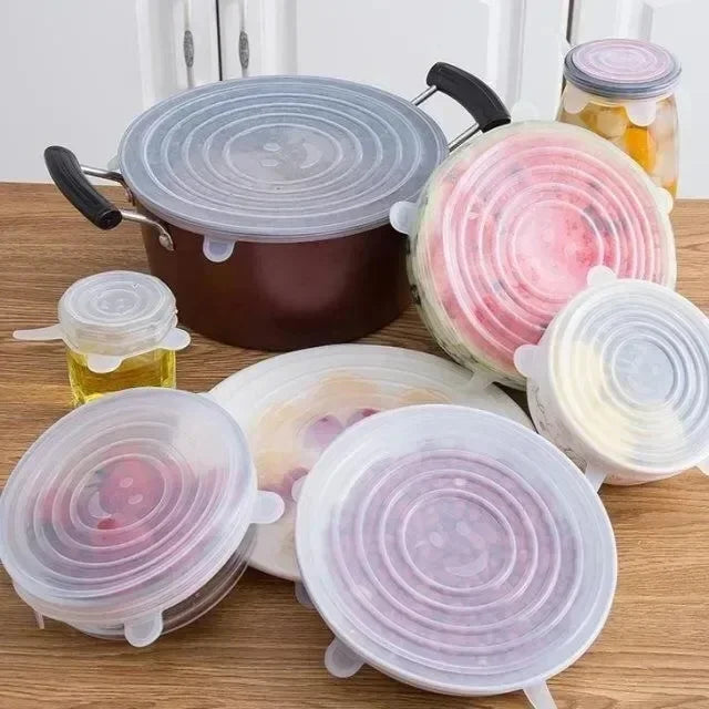 Adjustable Elastic Silicone Lid For Kitchen Accessory Food Storage Container Sealing Food Packaging Lid Accessories. Home Cover Peaceful Pleasures Health and Wellness