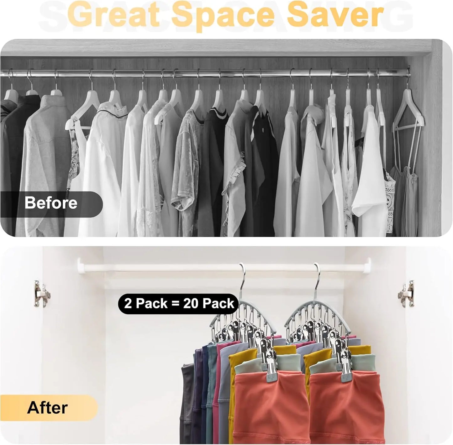 Metal Yoga Pants Hanger 2-Pack with Rubber Clips – Grey Peaceful Pleasures Health and Wellness
