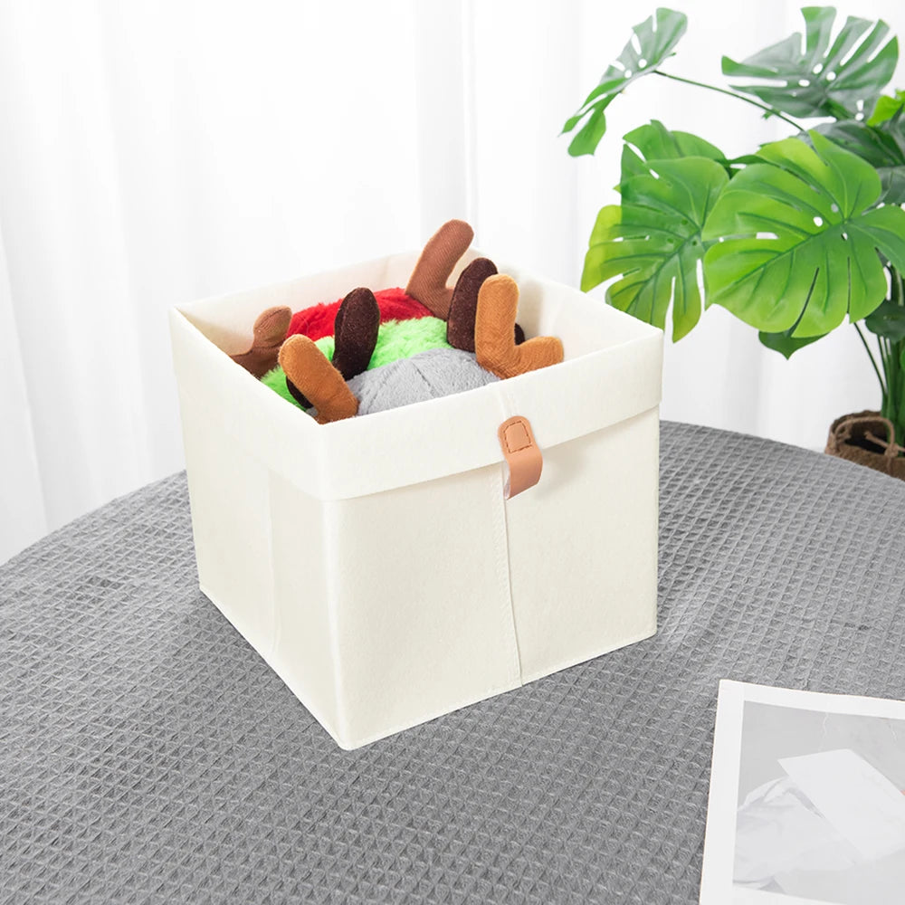 Various Clothes Felt Storage Baskets for Home Bathroom Office Toy Underwear Laundry Bucket Sundries Box for Dormitory Peaceful Pleasures Health and Wellness WHITE