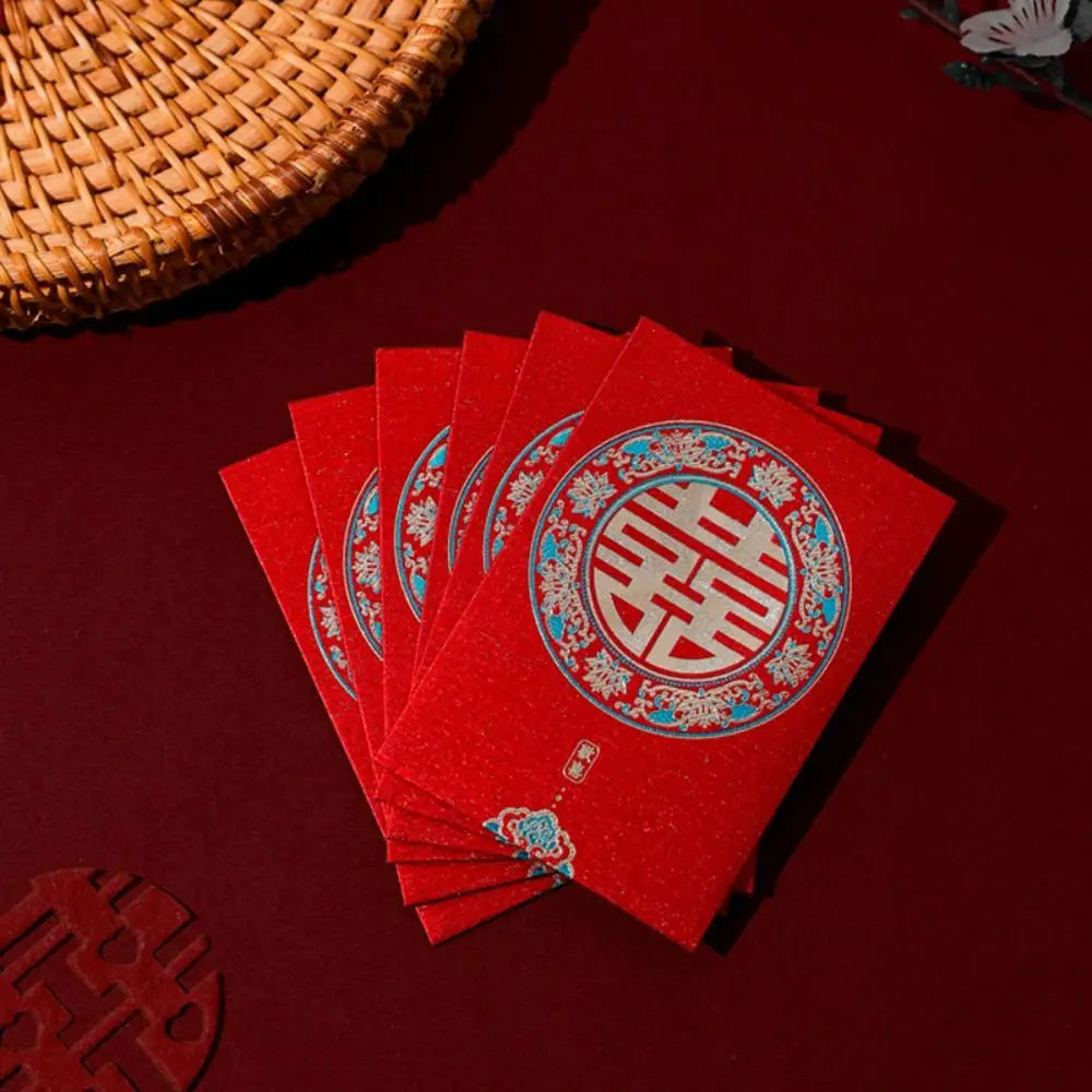 20pcs New Trendy Multiple Patterns Money Pocket Best Wishes Good Luck Red Envelope Lucky Money Blessing Bag Party Gifts Peaceful Pleasures Health and Wellness 03