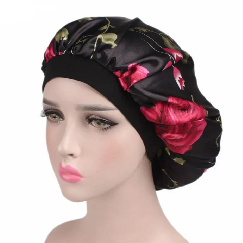 Satin Sleep Bonnet with Elastic Wide Band – Women's Head Wrap