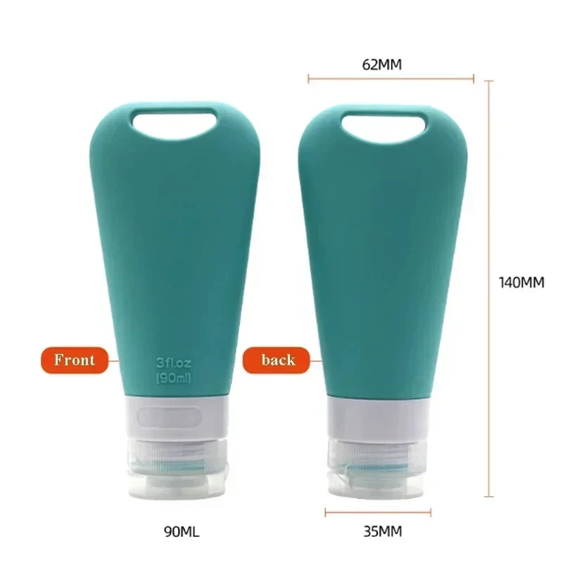 4Pcs Hangable Silicone Travel Dispenser Bottle Set Cosmetics Shampoo Shower Gel Face Wash Hand Soap Durable Peaceful Pleasures Health and Wellness
