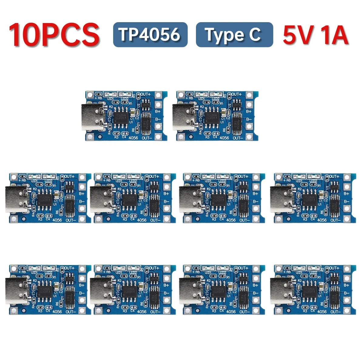 1-20PCS TP405~ 5V 1A 18650 Lithium Battery Charger Module Type-C/Micro USB/Mini USB Charging Board With Protection Dual Function Peaceful Pleasures Health and Wellness 10PCS Type-C