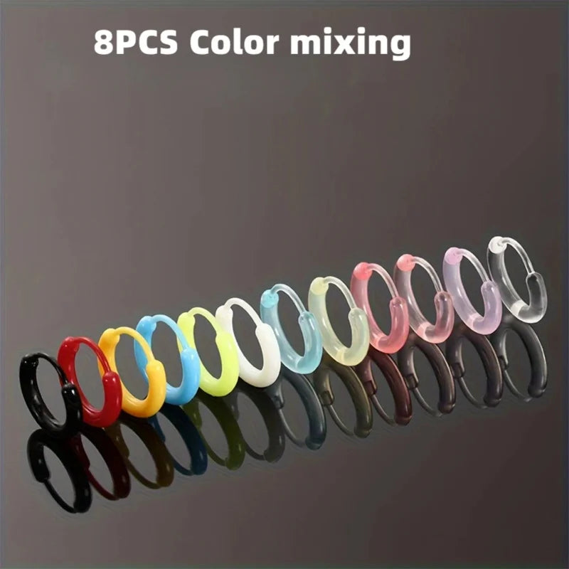 8-Pack Mixed Color Anti-Allergy Resin Earrings Peaceful Pleasures Health and Wellness