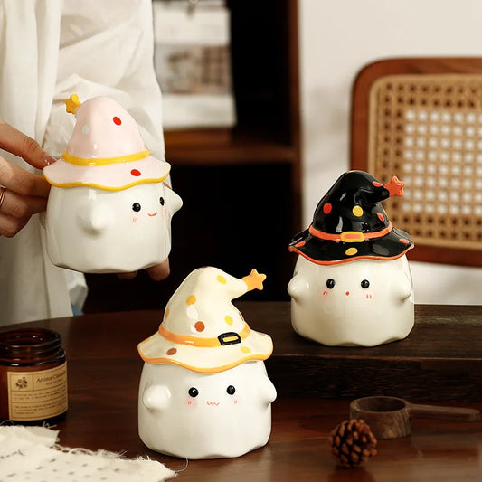 Magic Party Mugs with Lids Creative Personality Halloween Cups Household Quirky Water Mugs Souvenirs Cute Ceramic Coffee Cups Peaceful Pleasures Health and Wellness