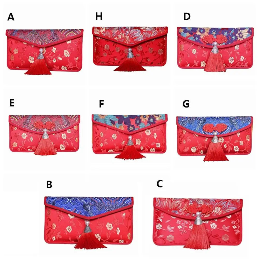 Embroidered Silk Red Envelope Gift Bag – New Year & Wedding