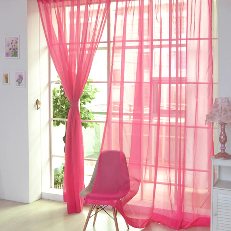 Transparent Window Gauze Solid Color Wedding Glass Gauze Household Products Light Luxury Style Easy To Install Curtains Peaceful Pleasures Health and Wellness Bright red