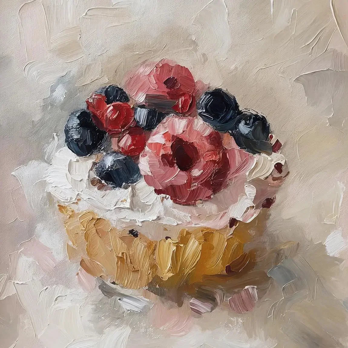 Retro Dessert Cupcake Cake Canvas Wall Art | Kitchen Bakery Decor