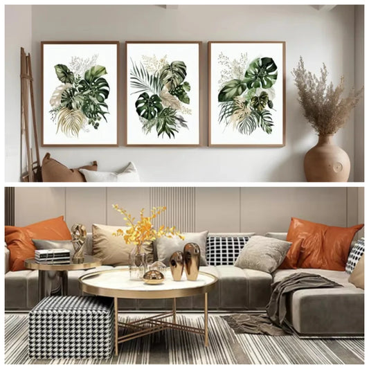 Modern Botanical Green Plants Canvas Wall Art | Unframed Print Canvas Wall Art Peaceful Pleasures Health and Wellness