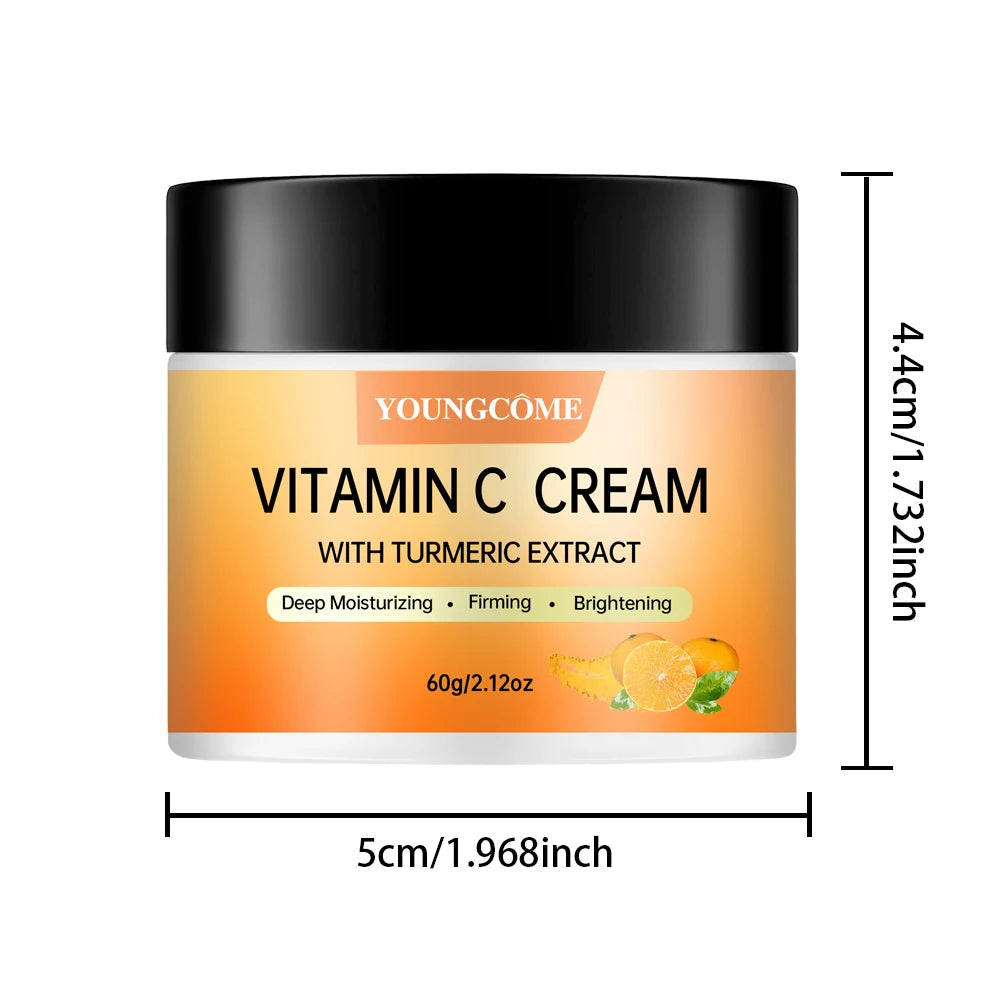 Turmeric + Vitamin C Brightening Face Cream – Anti-Aging Collagen Booster with Hyaluronic Acid Moisturizing Wrinkle Reduction Peaceful Pleasures Health and Wellness 60G