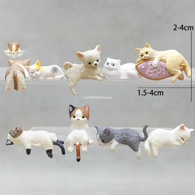 Cartoon Simulation Fish Tank Edge Hang Cat Aquarium Ornaments Figurine Miniature Landscape Home Decoration Cute Desktop Gifts Peaceful Pleasures Health and Wellness