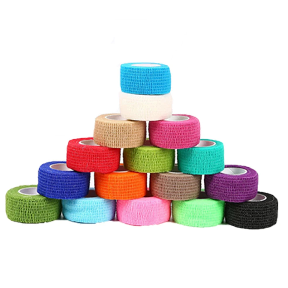 5-Pack Elastic Self-Adhesive Cohesive Bandage Wrap 2.5cm Sports Cohesive Bandage Wrap Peaceful Pleasures Health and Wellness 4M-5PCS