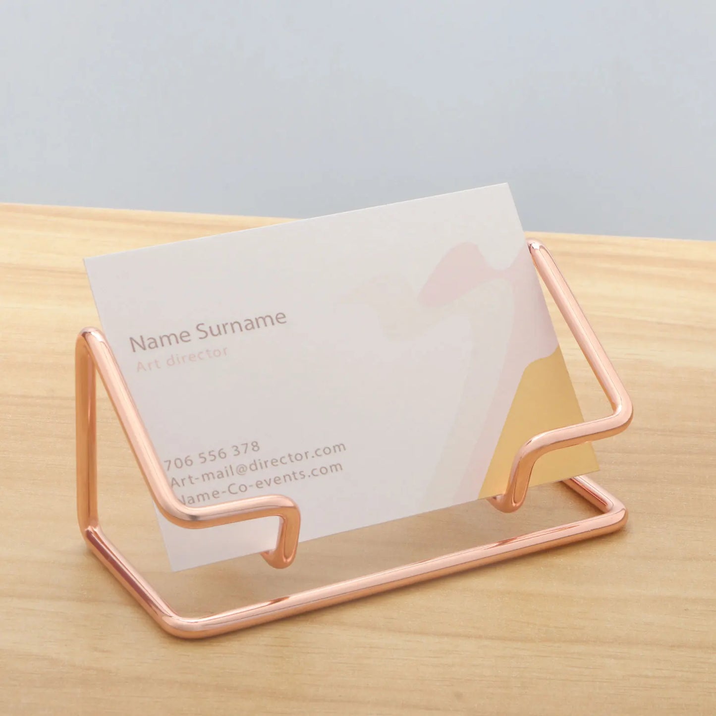 New Desktop Business Card Holder Fashion Metal Business Card Display Holder Modern Business Name Card Stand Home Office Peaceful Pleasures Health and Wellness RoseRed