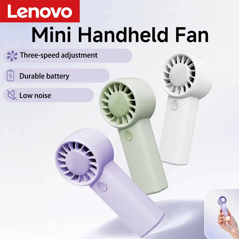 Lenovo Mini Handheld Fan Three-speed Adjustment Portable Desktop Low Noise Rechargeable Pocket Hand-held Fan For Men Women Peaceful Pleasures Health and Wellness