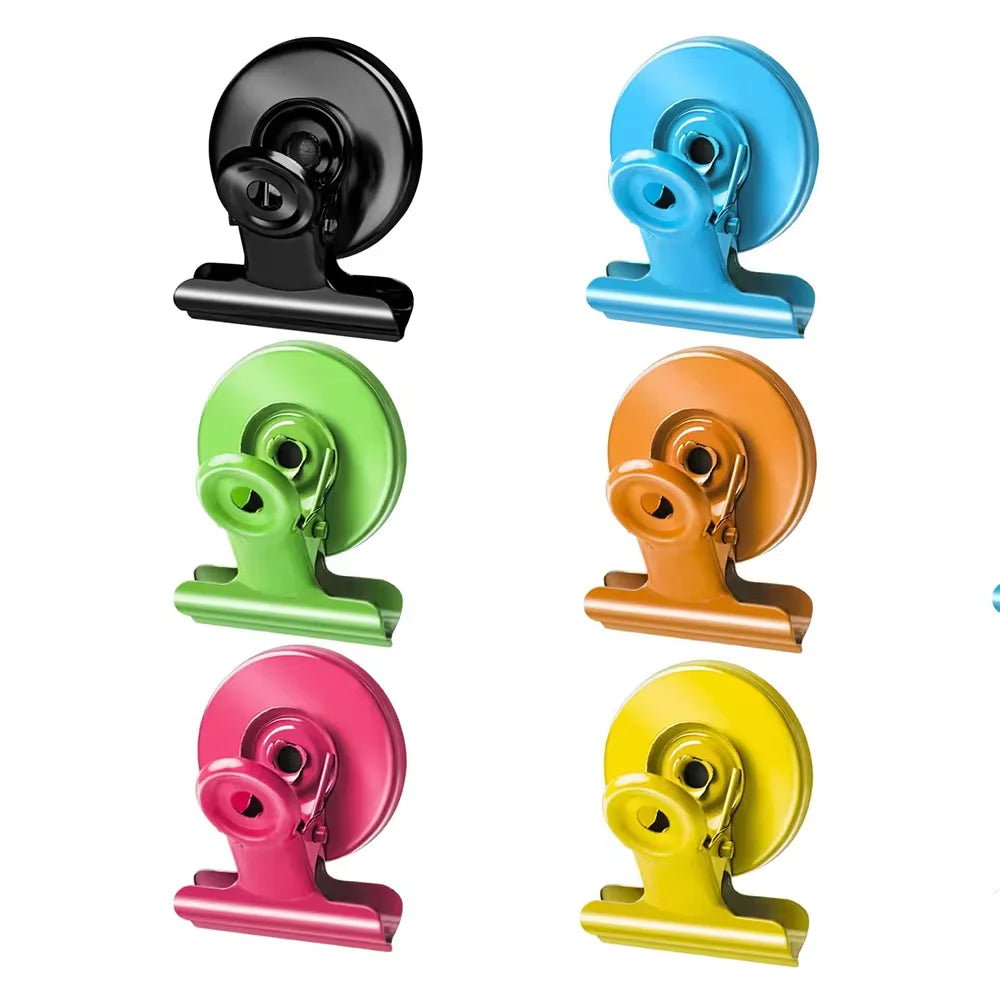 12-Pack Round Magnetic Bulldog Clips – Whiteboard & Home