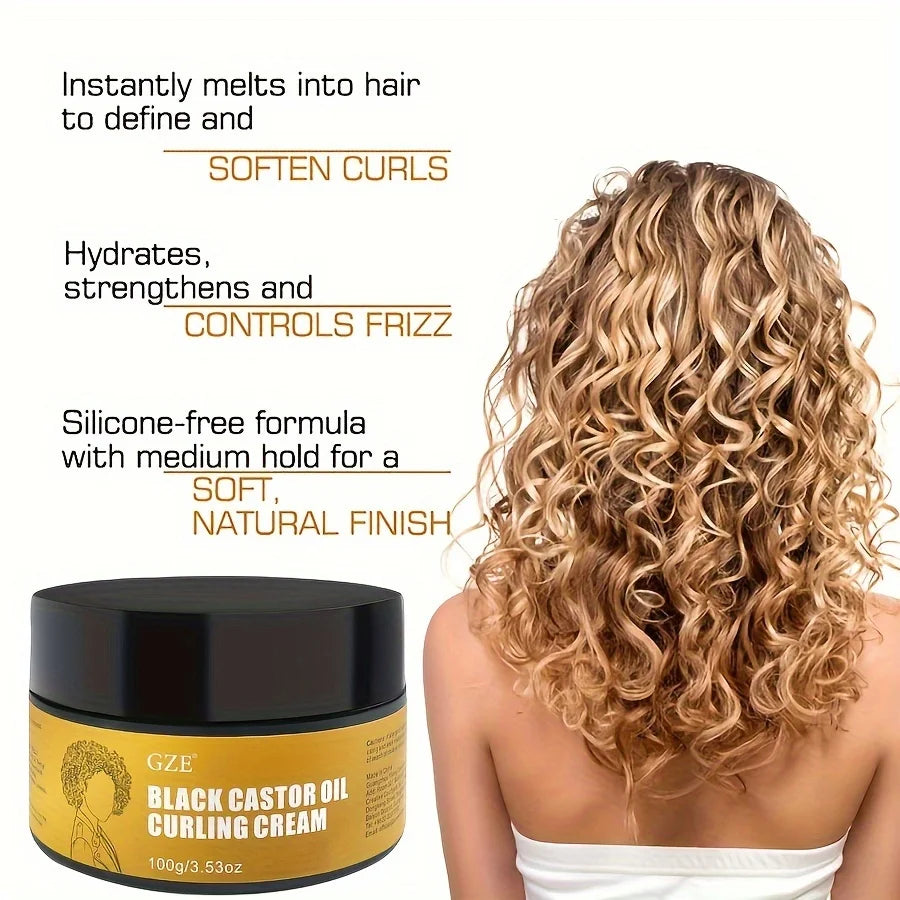 GZE Black Castor Oil Curl Defining Cream – Anti-Frizz 100g Curl Defining Cream Peaceful Pleasures Health and Wellness