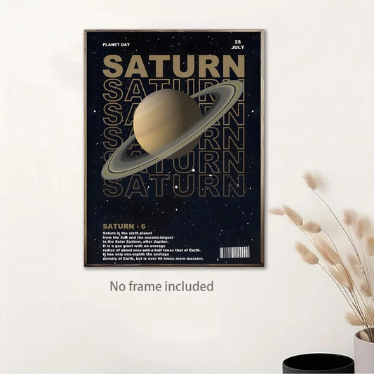 Solar System Canvas Wall Art Print | Space Poster Home Decor Canvas Wall Art Peaceful Pleasures Health and Wellness G5418 30x40cm Wood Framed