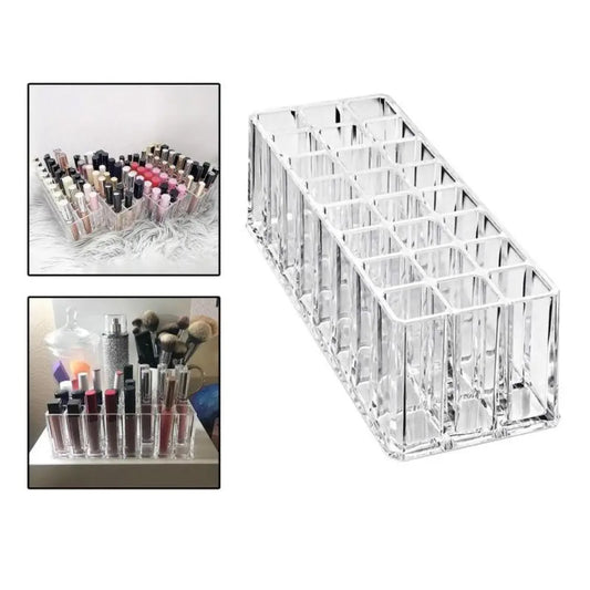 24-Slot Clear Acrylic Lipstick Holder & Makeup Organizer Makeup Organizer Stand Peaceful Pleasures Health and Wellness