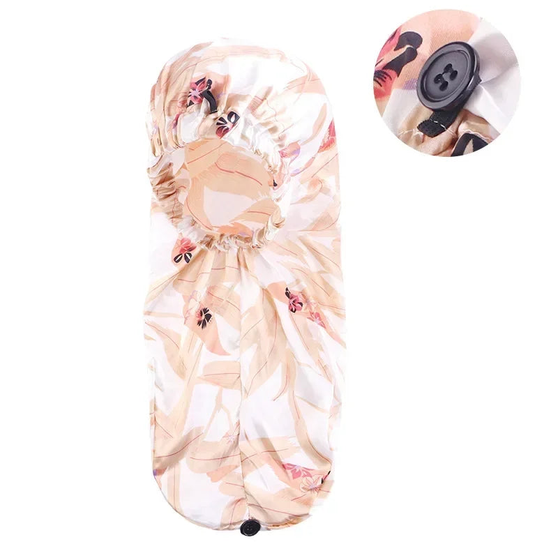Sleeping Hats Wrap Night Cap Hair Care Bonnet for Unisex, Women, Men, Long Hair Elastic Wide Edge Satin Bonnet Peaceful Pleasures Health and Wellness Khaki