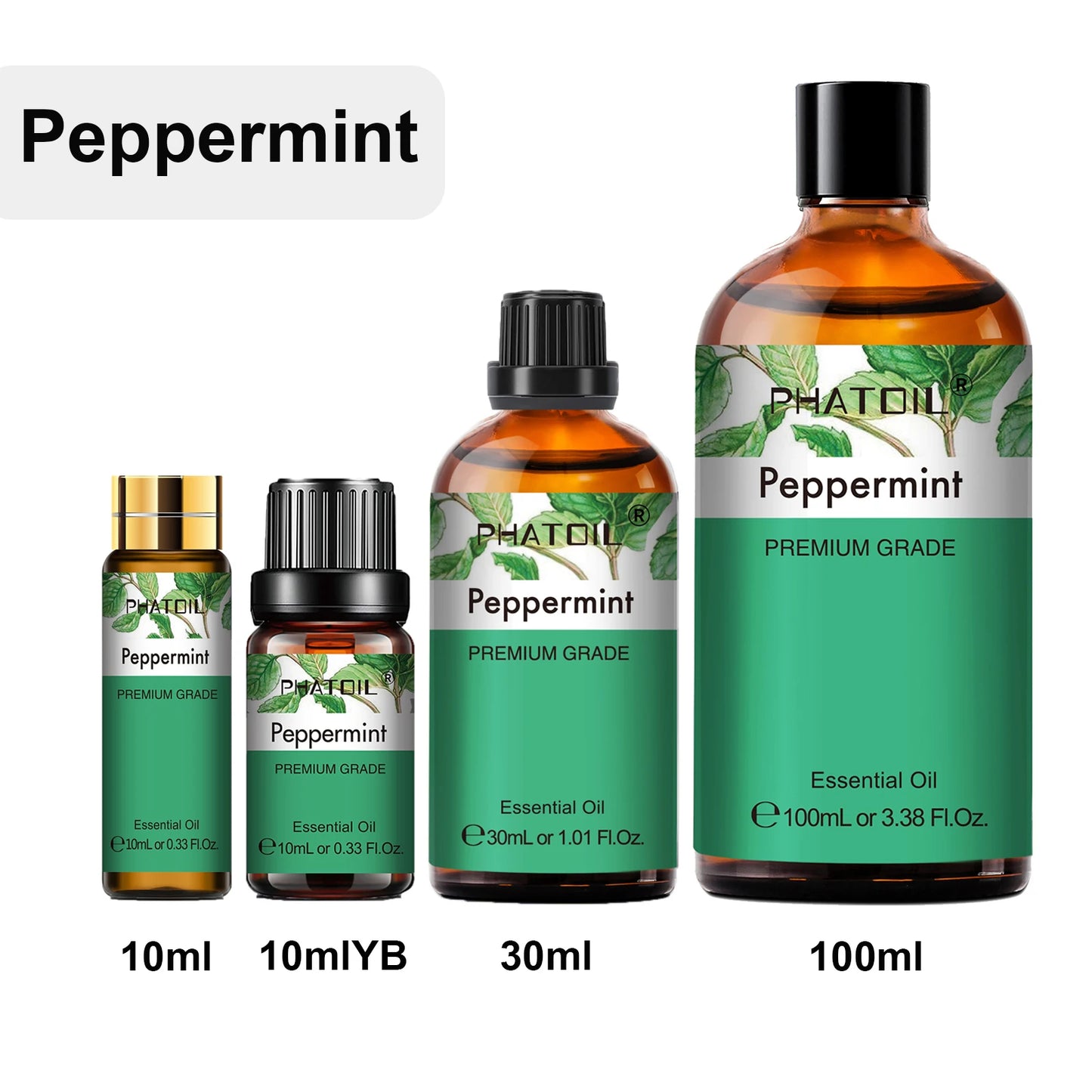 PHATOIL 1PCS 10ml/30ml/100ml Natural Peppermint Essential Oil For Aromatherapy, Diffuser,Refreshing,Massage,Candle Making Peaceful Pleasures Health and Wellness 100ml Peppermint
