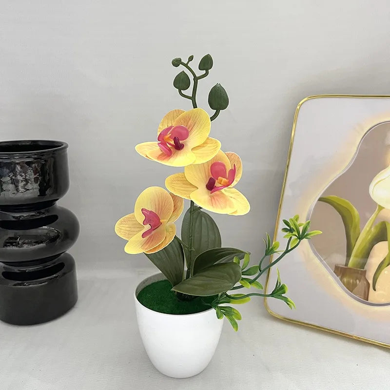 Silk Butterfly Orchid Artificial Plant | Desktop Potted Decor