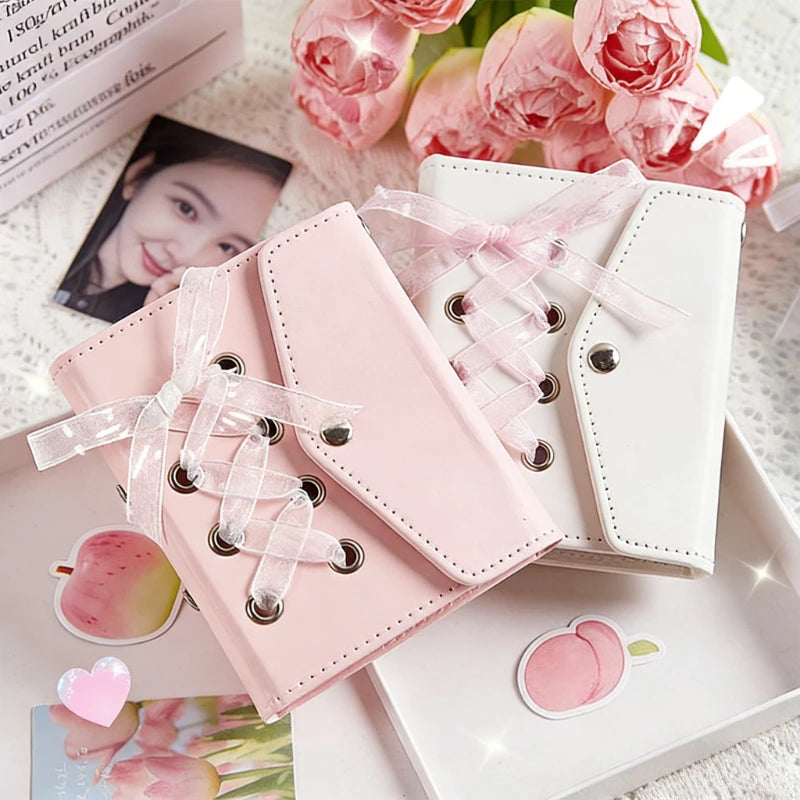 1pc Beautiful English Strap Style Card Album High Beauty Star Small Card Storage Polaroid Album Peaceful Pleasures Health and Wellness