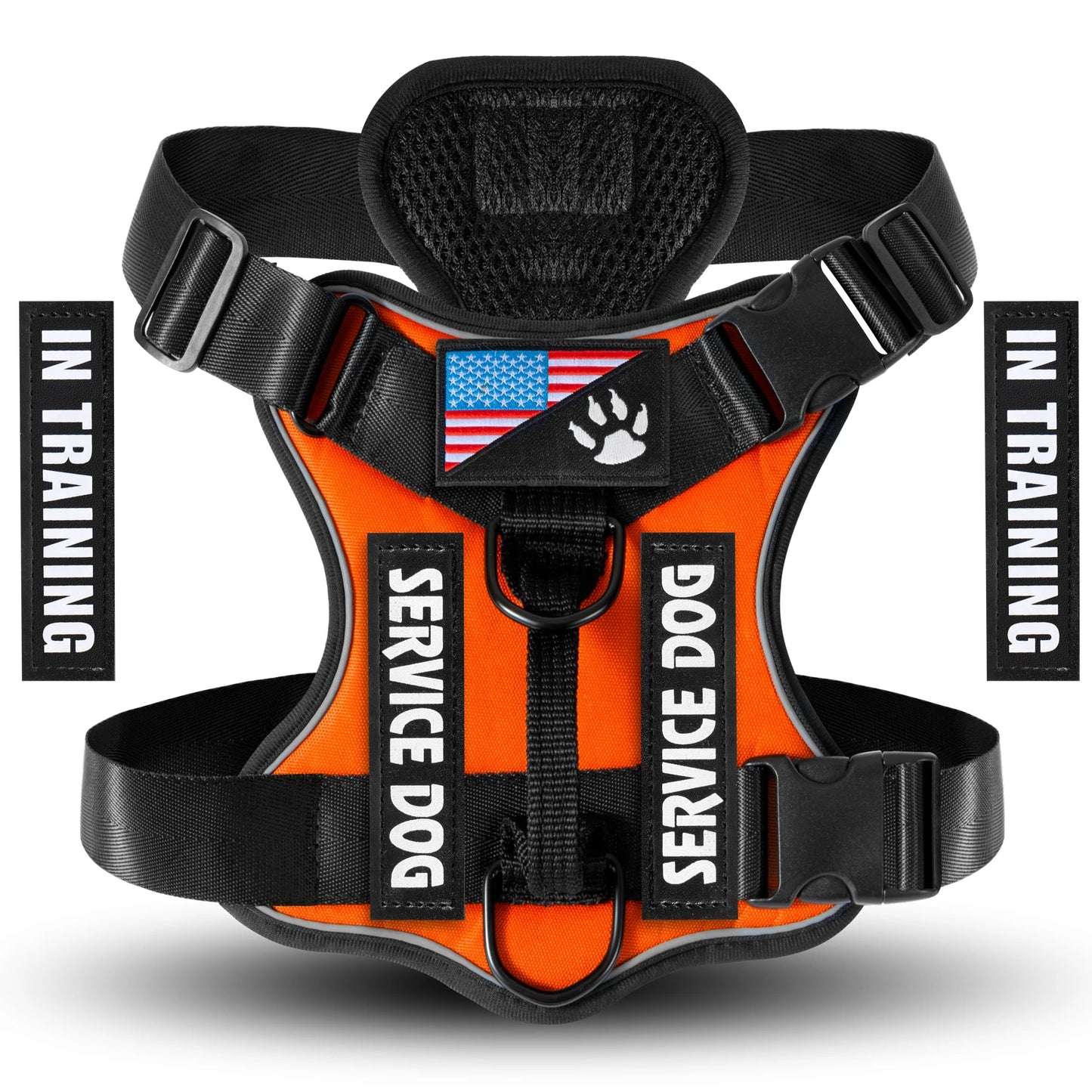 Reflective Service Dog Vest Harness with 5 Patches | Adjustable