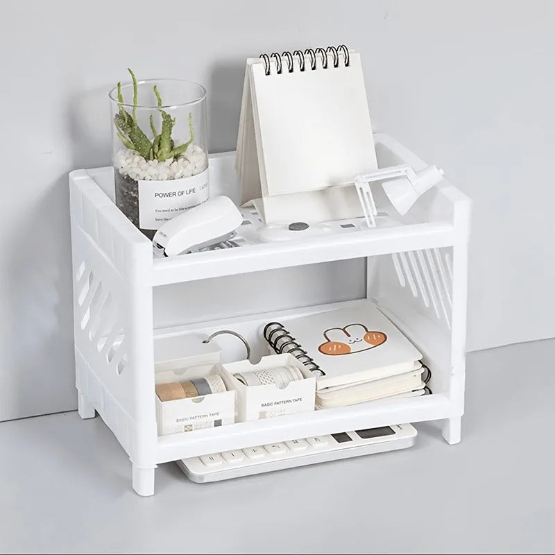 Double Layer Desk Organizer | Space-Saving PP Stationery Rack