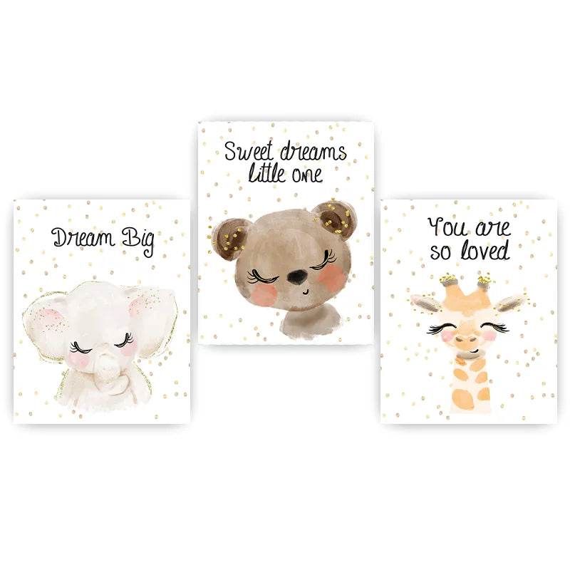 Nursery Animal Canvas Wall Art – Giraffe Bear Elephant Kids Print Nursery Canvas Print Peaceful Pleasures Health and Wellness 01 30x40cm No Frame China Mainland