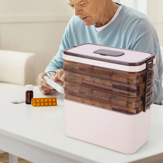 5-Tier Medicine Organizer Storage Box | Home Office School Medicine Storage Organizer Peaceful Pleasures Health and Wellness