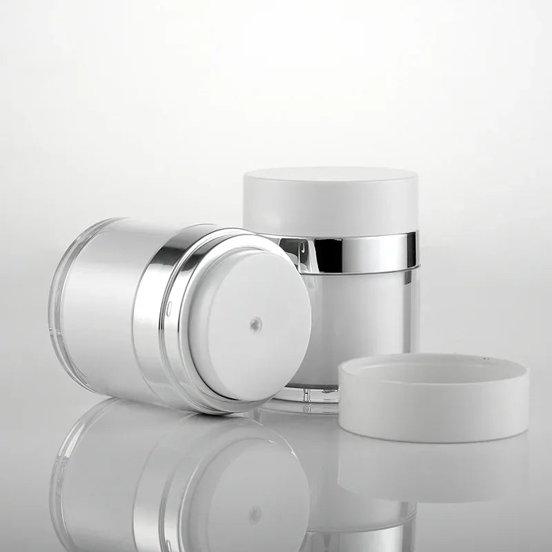 1pc 15/30/50g Airless Pump Jar Empty Acrylic Cream Bottle Refillable Cosmetic Easy To Use Container Portable Travel Makeup Tools Peaceful Pleasures Health and Wellness