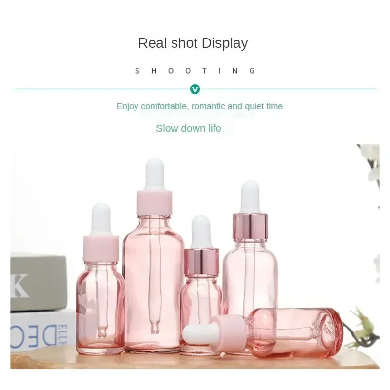 Pink Glass Dropper Bottles | Refillable Essential Oil Containers Glass Dropper Bottle Peaceful Pleasures Health and Wellness