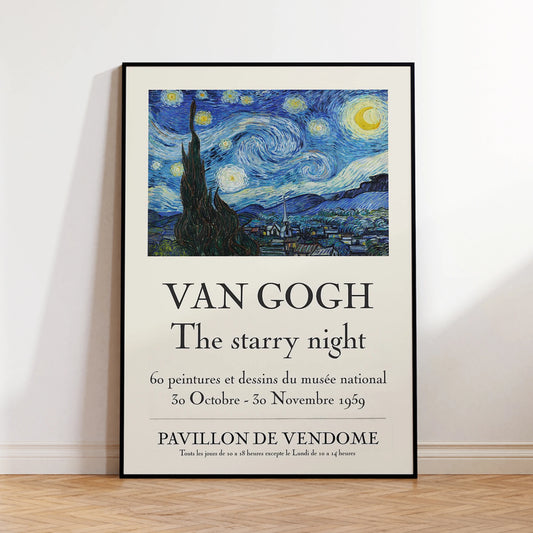Van Gogh Starry Night Canvas Wall Art Print | Room Decor Canvas Wall Art Print Peaceful Pleasures Health and Wellness G4293 30x40cm Wood Framed