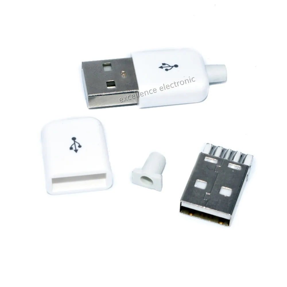10Pcs USB Connectors Type B/Micro/Mini/USB2.0 Type A Male Female Assembly Adapter DIY Soldering Repair Data Charging Plug Socket Peaceful Pleasures Health and Wellness USB 2.0 A Male White