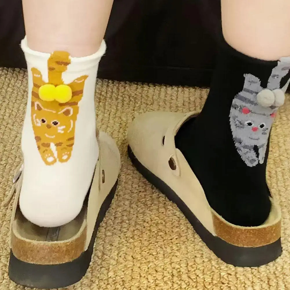 Cute Cat Novelty Socks – Soft Cotton Fun Gift for Women
