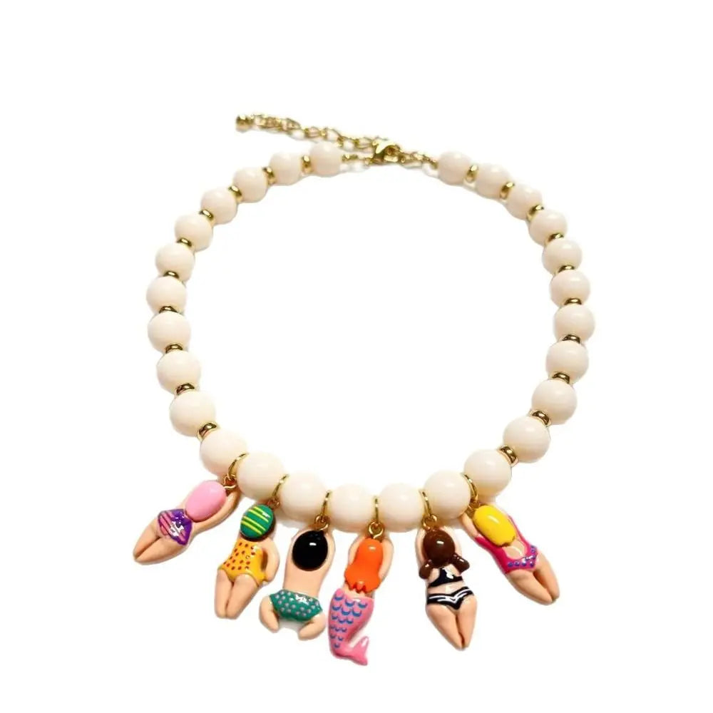 Bikini Doll Pendant Necklace – Handmade Beaded Chain Gift
