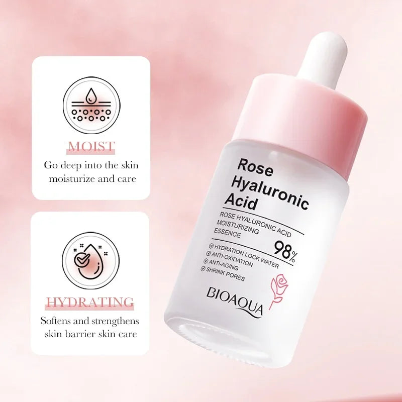 BIOAQUA Rose Hyaluronic Acid Facial Essence Moisturizing Whitening and Improving Dry Skin 30ml Peaceful Pleasures Health and Wellness