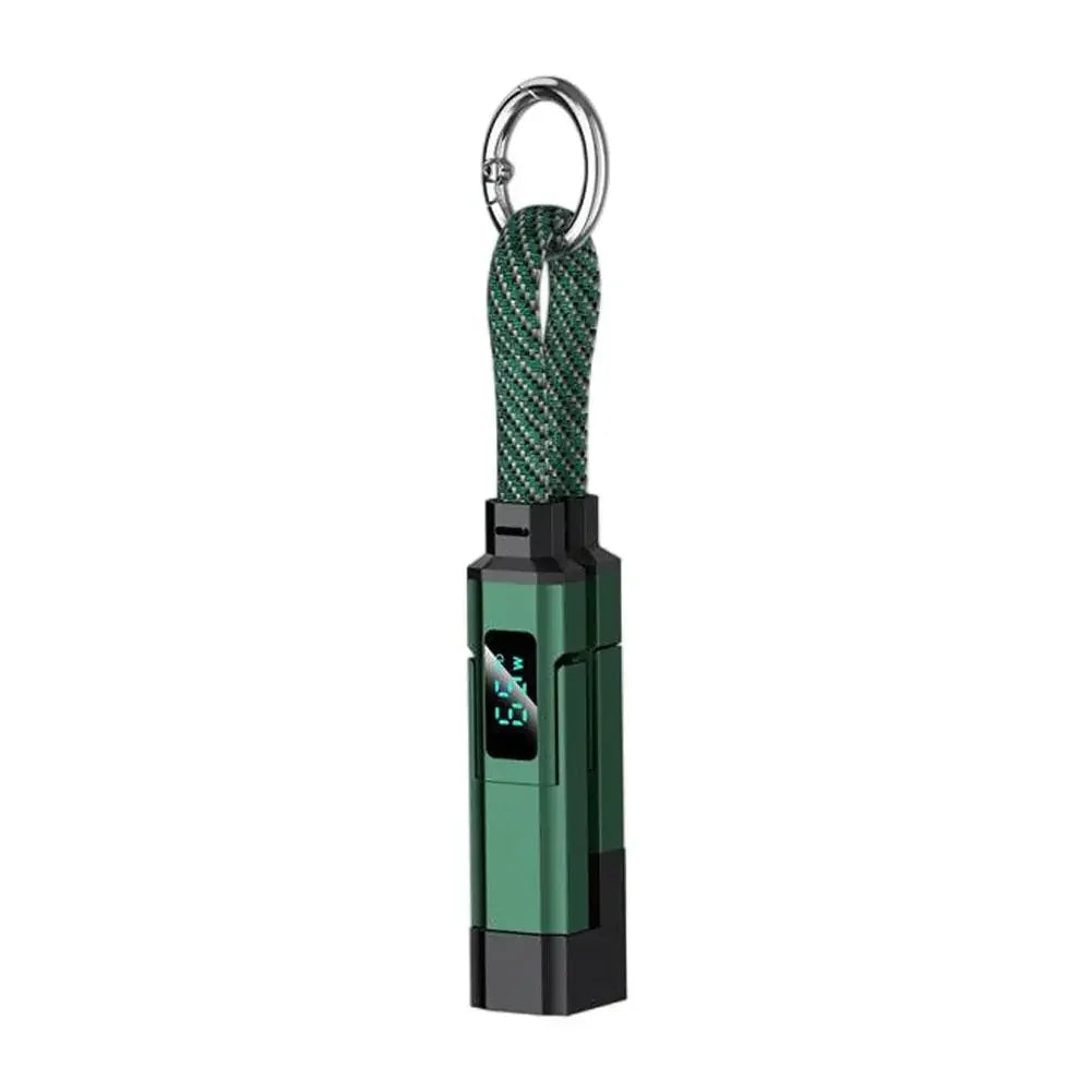 PD 65W USB C to USB C Fast Charging Cable, 4 in 1 Digital Display Type C Keychain Short Mobile Phone Charging Cord Peaceful Pleasures Health and Wellness Green