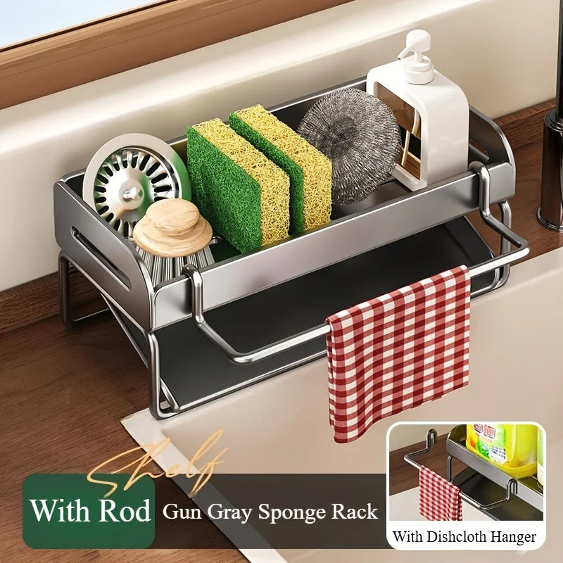 Kitchen Sink Sponge Holder – Rust-Resistant Sink Storage Rack